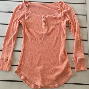 Mudd Y2K Scoop Neck Long Sleeve Henley Top Sz Small Orange